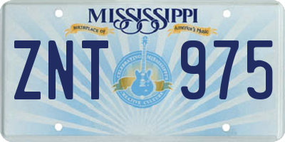 MS license plate ZNT975