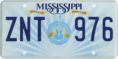 MS license plate ZNT976