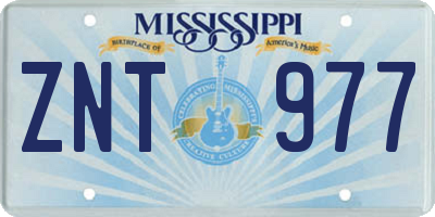 MS license plate ZNT977