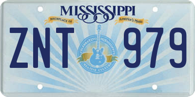 MS license plate ZNT979