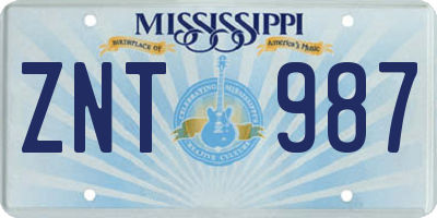 MS license plate ZNT987