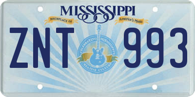 MS license plate ZNT993