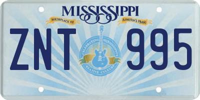 MS license plate ZNT995
