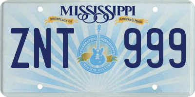 MS license plate ZNT999