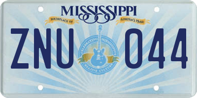 MS license plate ZNU044