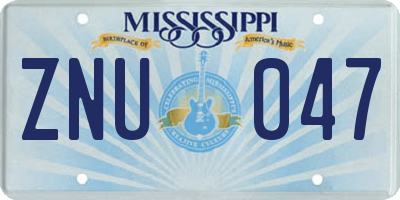 MS license plate ZNU047