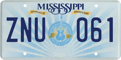 MS license plate ZNU061