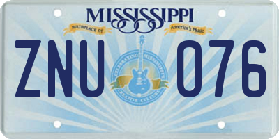 MS license plate ZNU076