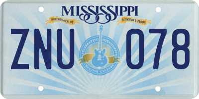 MS license plate ZNU078