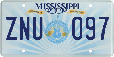 MS license plate ZNU097