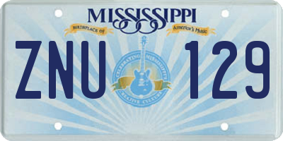 MS license plate ZNU129