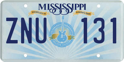 MS license plate ZNU131