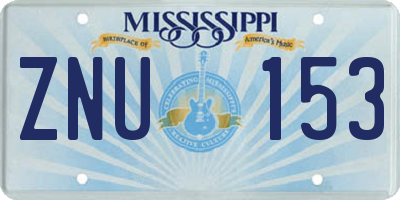 MS license plate ZNU153
