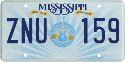 MS license plate ZNU159