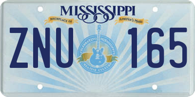 MS license plate ZNU165