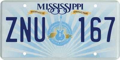 MS license plate ZNU167