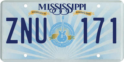 MS license plate ZNU171