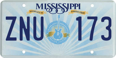 MS license plate ZNU173