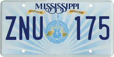 MS license plate ZNU175