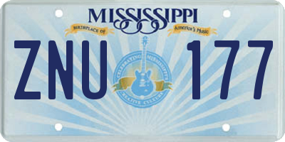 MS license plate ZNU177
