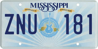 MS license plate ZNU181