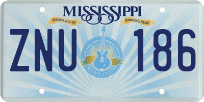MS license plate ZNU186