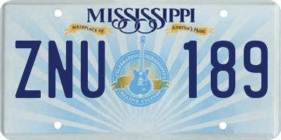 MS license plate ZNU189