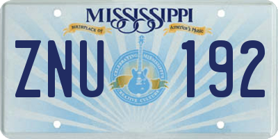 MS license plate ZNU192