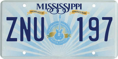 MS license plate ZNU197