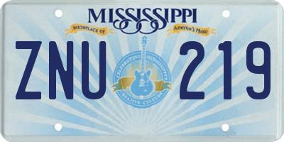MS license plate ZNU219