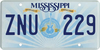 MS license plate ZNU229