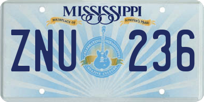 MS license plate ZNU236
