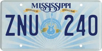 MS license plate ZNU240