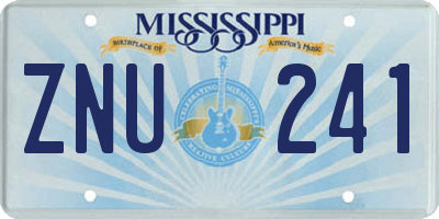 MS license plate ZNU241