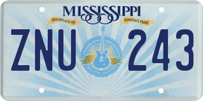 MS license plate ZNU243