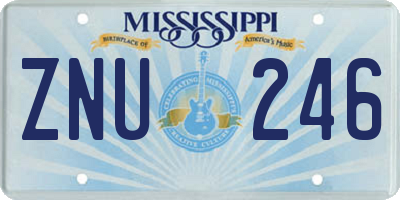 MS license plate ZNU246