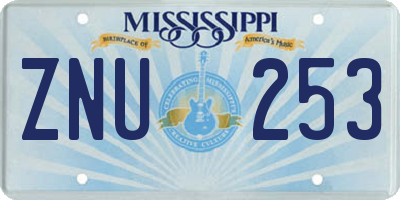 MS license plate ZNU253