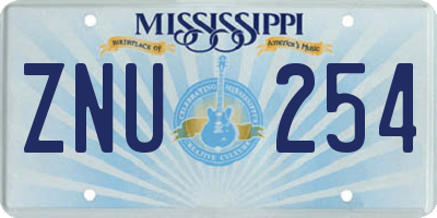 MS license plate ZNU254