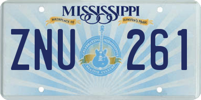 MS license plate ZNU261
