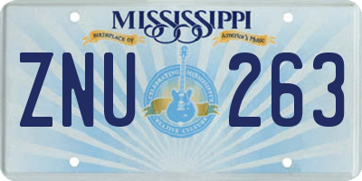 MS license plate ZNU263