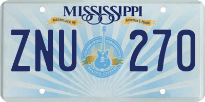 MS license plate ZNU270