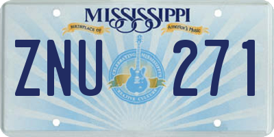 MS license plate ZNU271