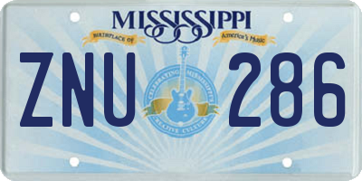 MS license plate ZNU286