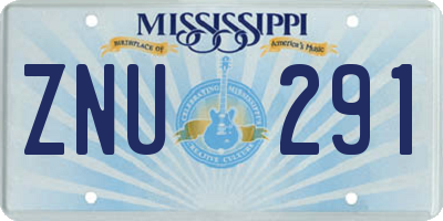 MS license plate ZNU291