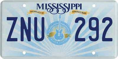 MS license plate ZNU292