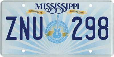 MS license plate ZNU298