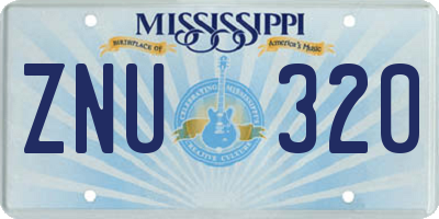 MS license plate ZNU320