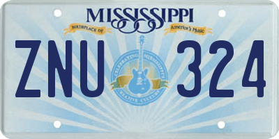 MS license plate ZNU324