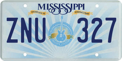 MS license plate ZNU327