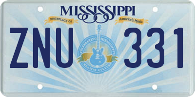 MS license plate ZNU331